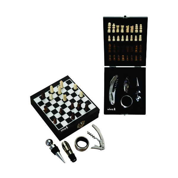 Kit Vinho 4 Peças com Jogo de Xadrez Personalizado Kit Vinho 4 Peças com Jogo de Xadrez Personalizado
