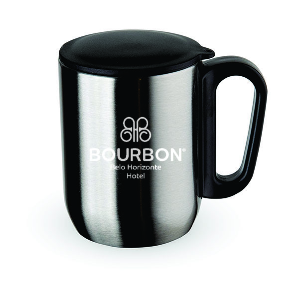 Caneca de inox com Cabo e Tampa Caneca de inox com Cabo e Tampa